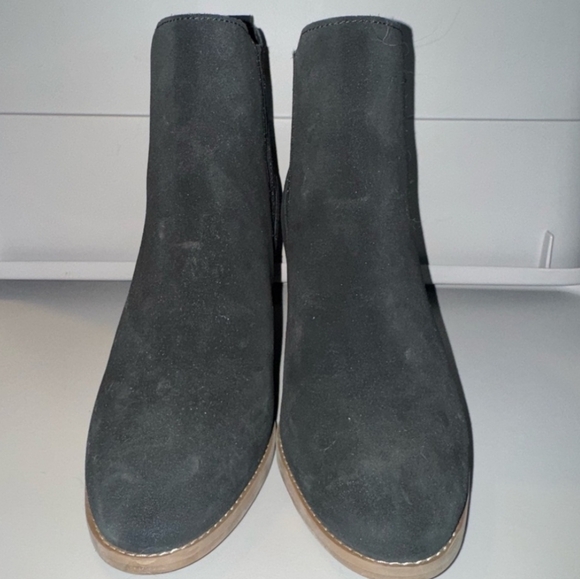 TOMS Noa Suede Booties Wedge Heel Black Size 9 - Picture 3 of 6